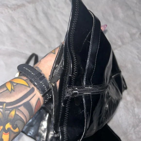 Goth Shiny Black Over the Knee Stiletto Boots - Picture 7 of 9